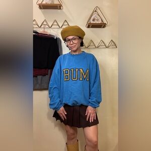B.U.M. Equipment Oversized Blue & Mustard Cotton Sweatshirt - Large